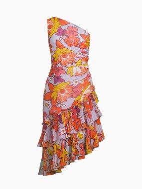 Ungaro Lana Floral Asymmetric Midi Dress, Size 0